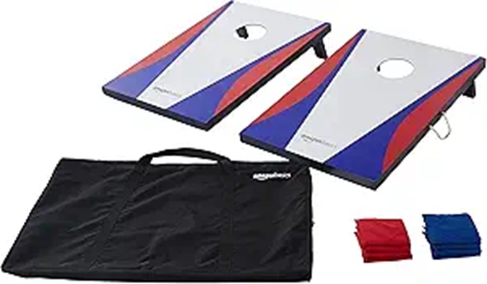 portable cornhole set with colors