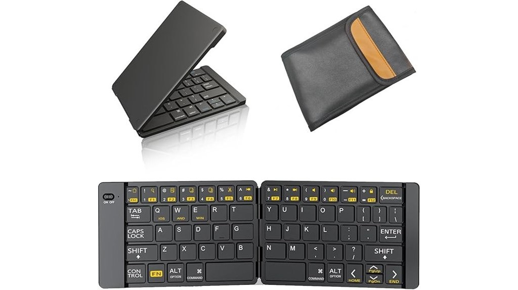 portable foldable wireless yellow keyboard