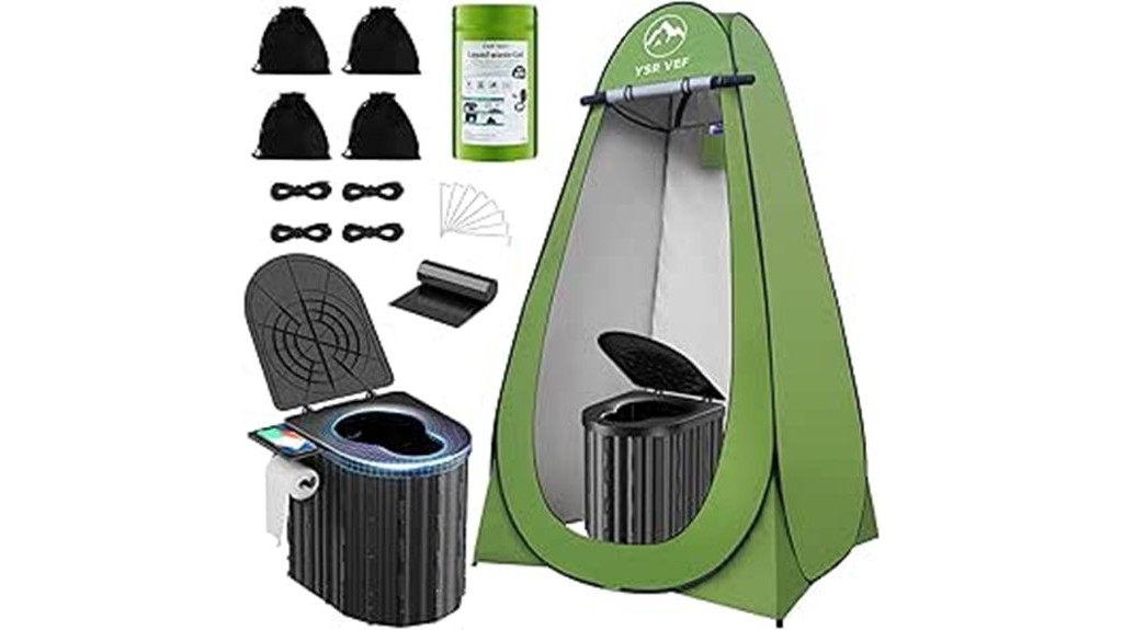 portable private waste managing camping toilet