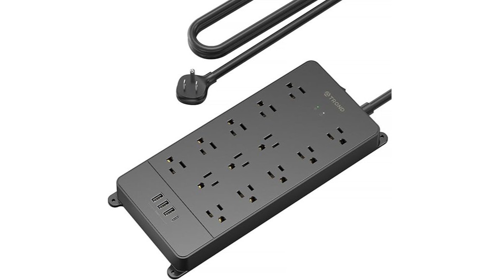 powerful multi outlet surge protected power strip