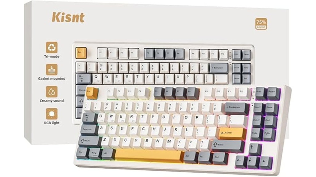 retro beige wireless mechanical keyboard