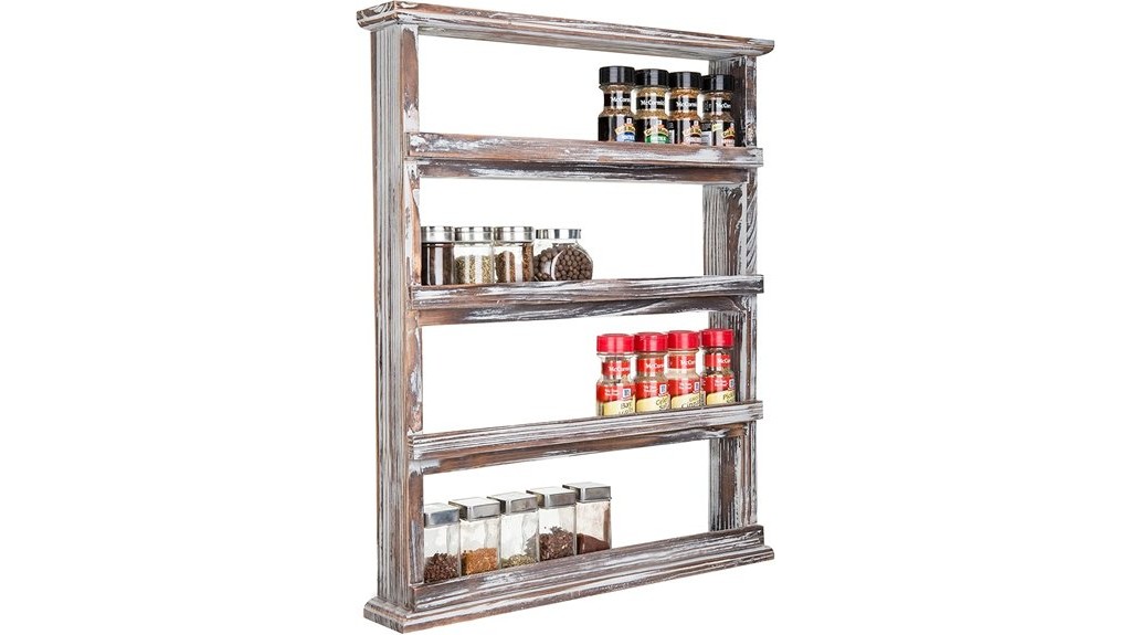 rustic torched wood spice rack