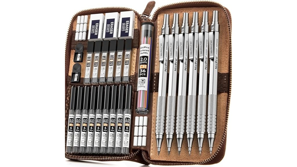 silver metal mechanical pencils
