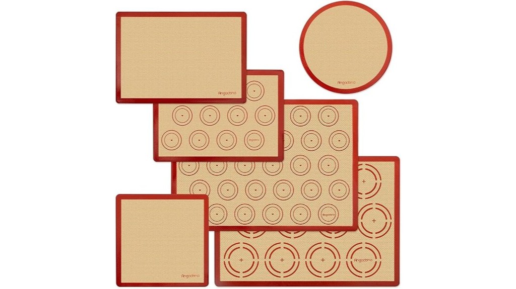 six silicone baking mats