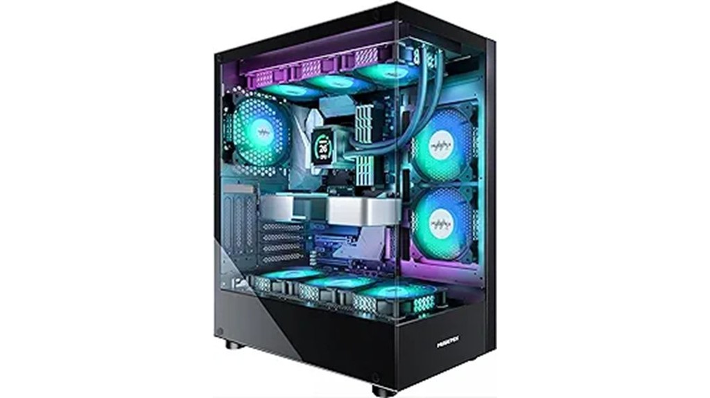 sleek black gaming oriented computer case
