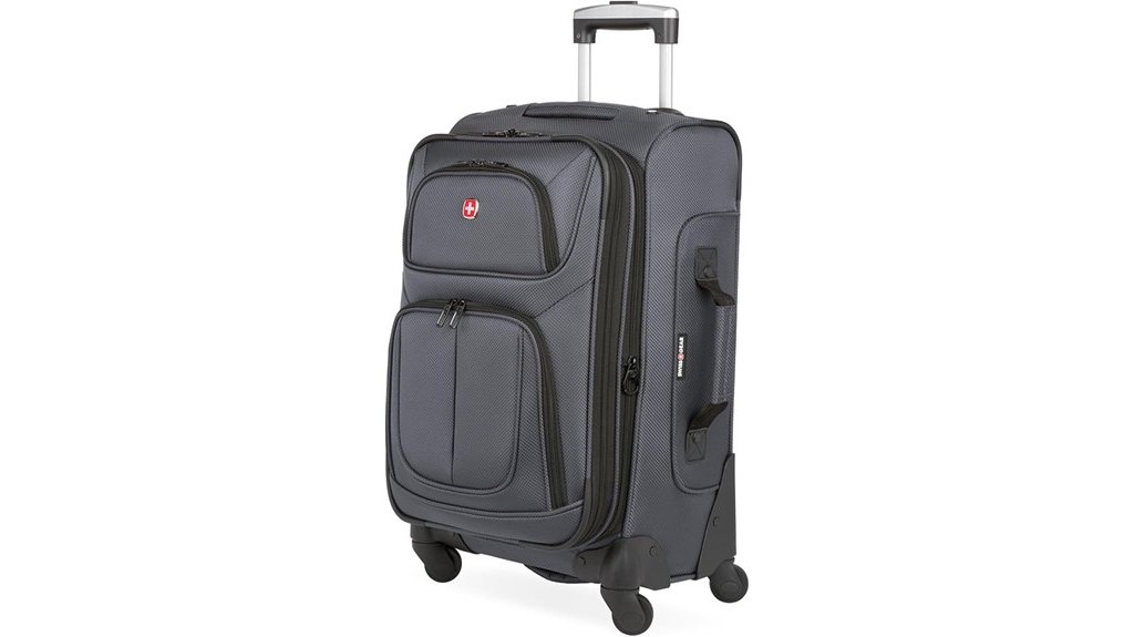 softside expandable grey carry on luggage