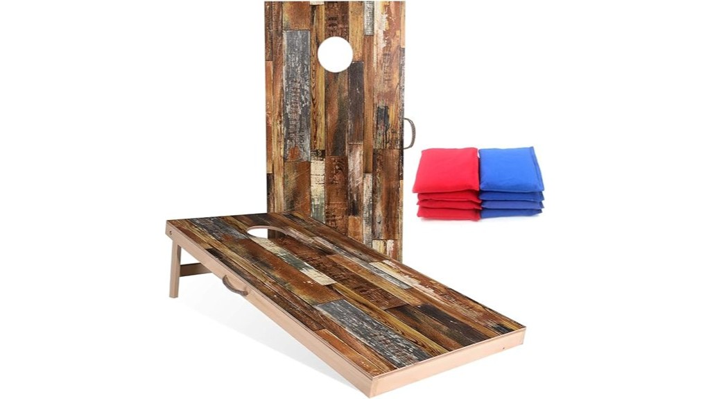 solid wooden cornhole game set