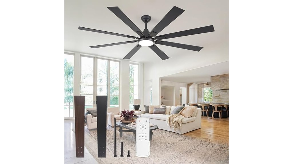 spacious ceiling fan with lighting control