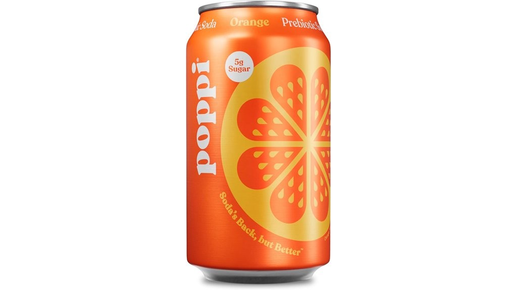 sparkling prebiotic orange flavored soda