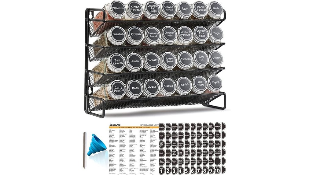 spice rack with 28 jars