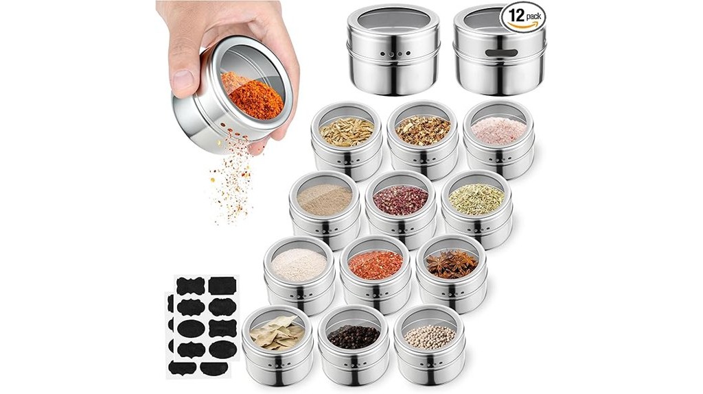 stainless steel magnetic spice jars