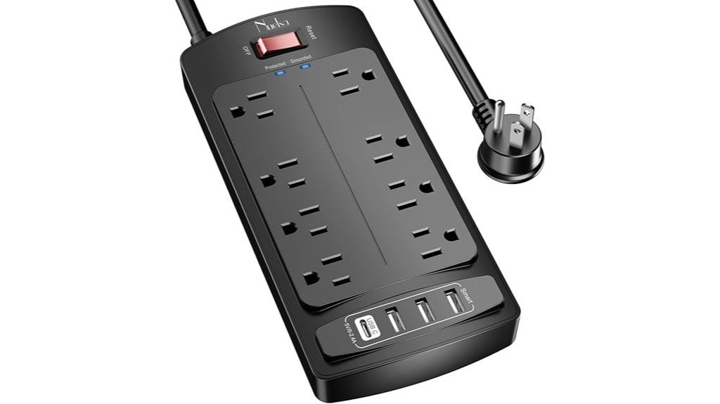 surge protected power strip with usb