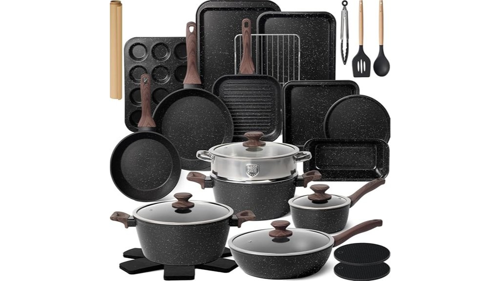 thirty one piece nonstick cookware set