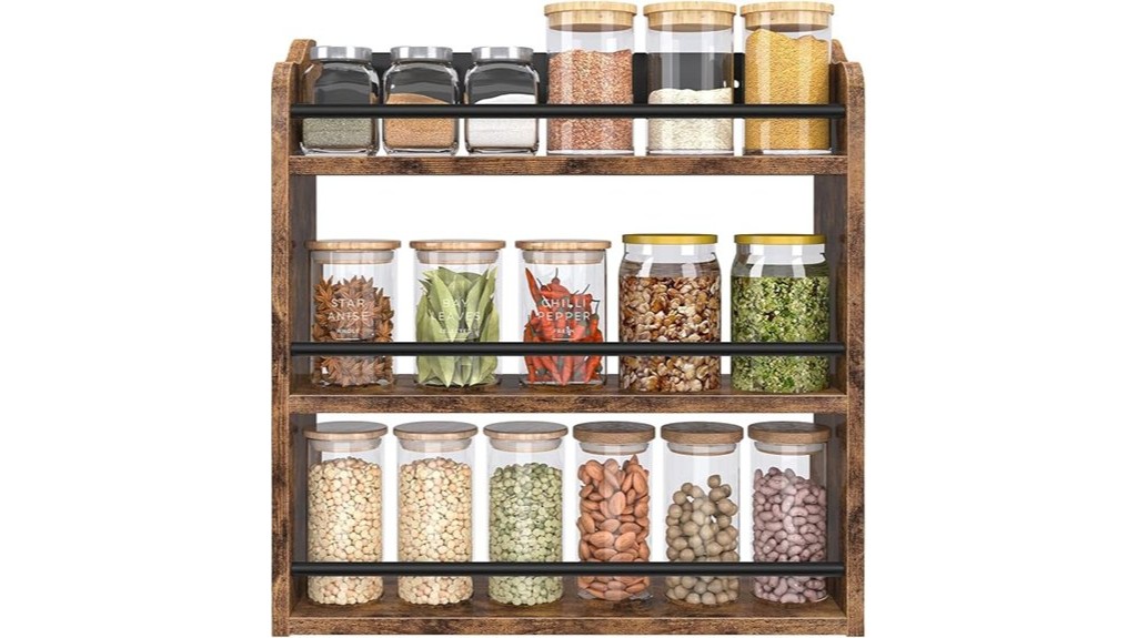 three tier wall mounted spice rack
