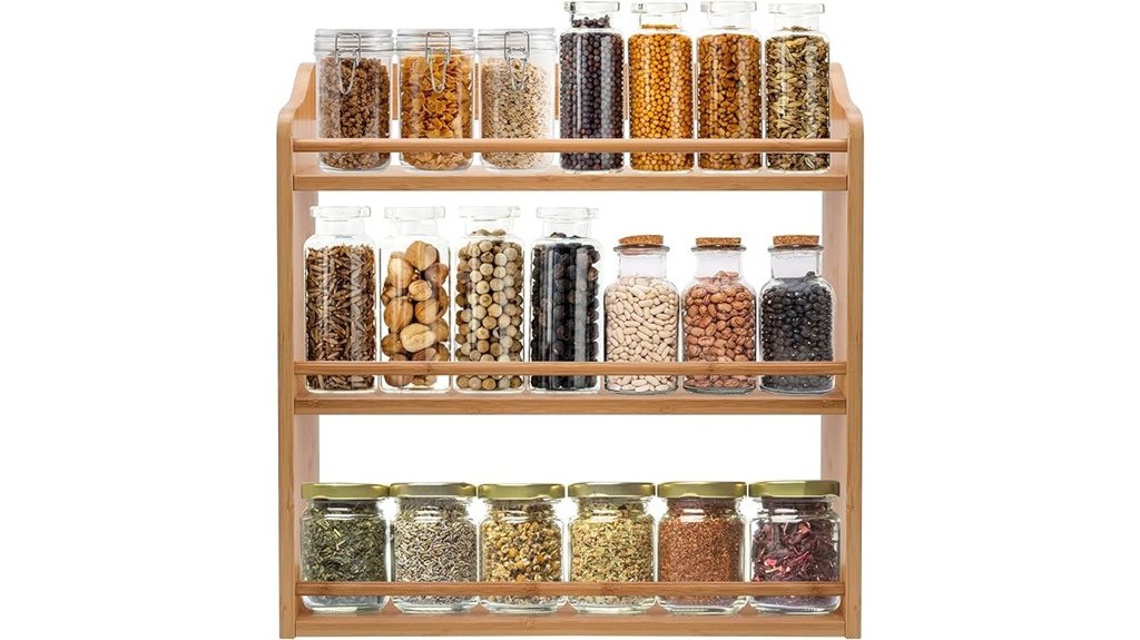 tiered bamboo spice storage solution
