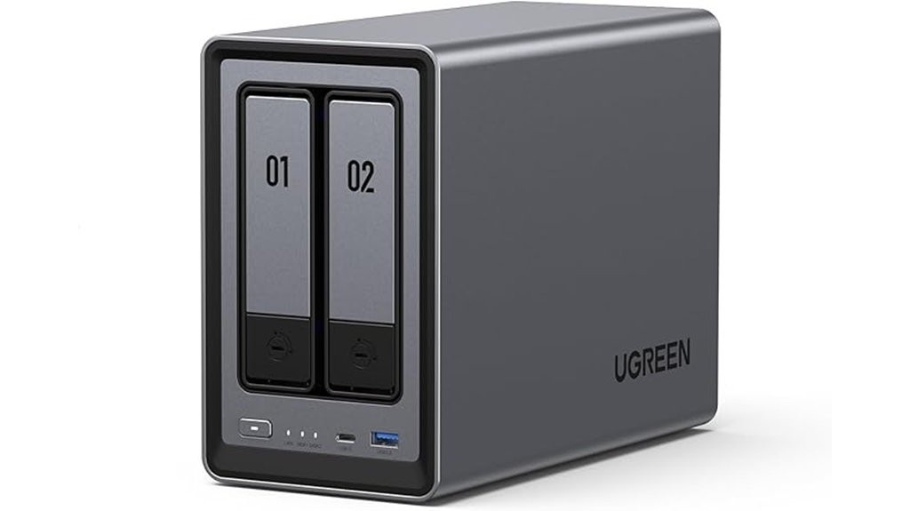 two bay desktop network attached storage