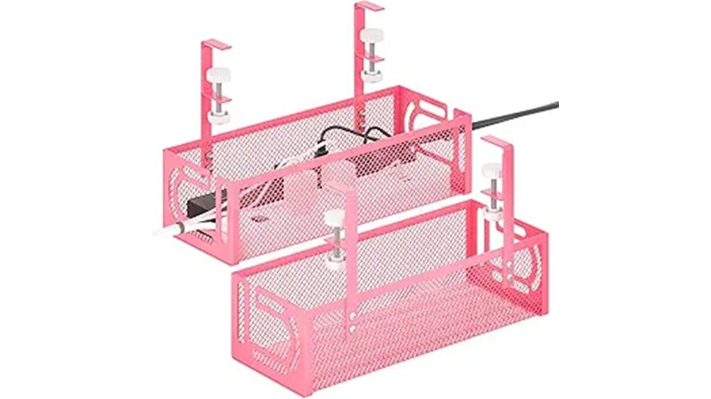 two pink cable trays