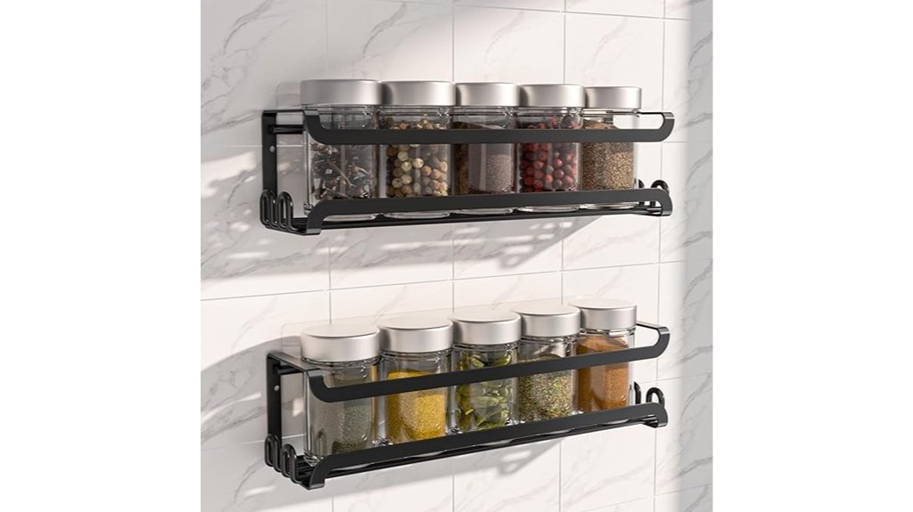 wall mounted spice rack hooks