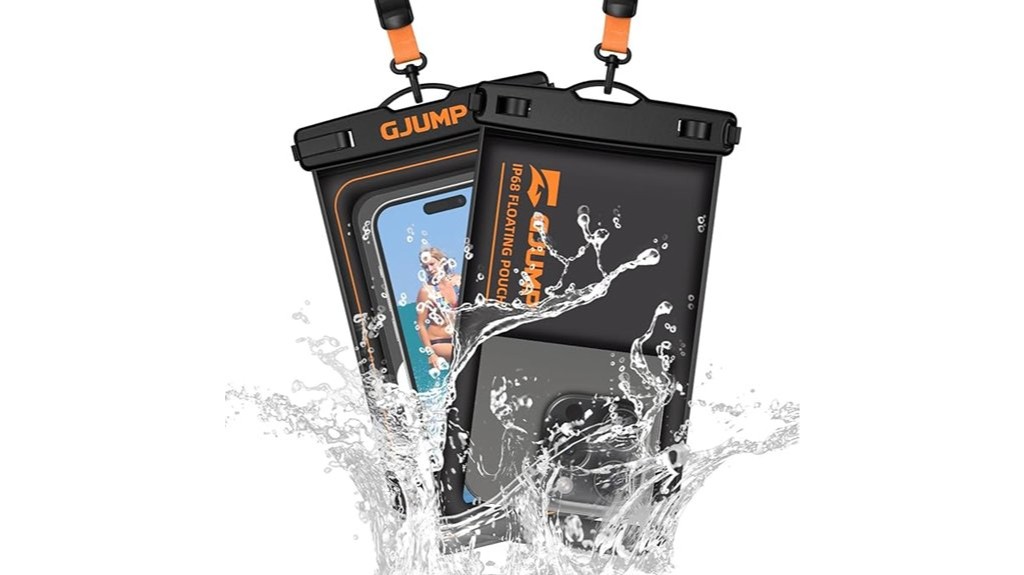 waterproof phone pouches two pack orange color