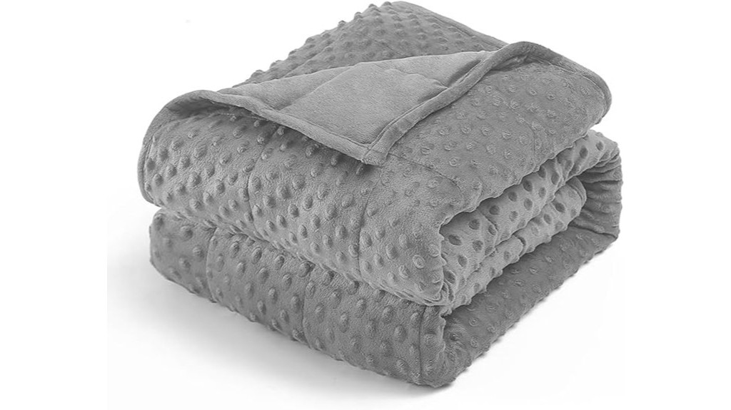 weighted grey minky dot blanket