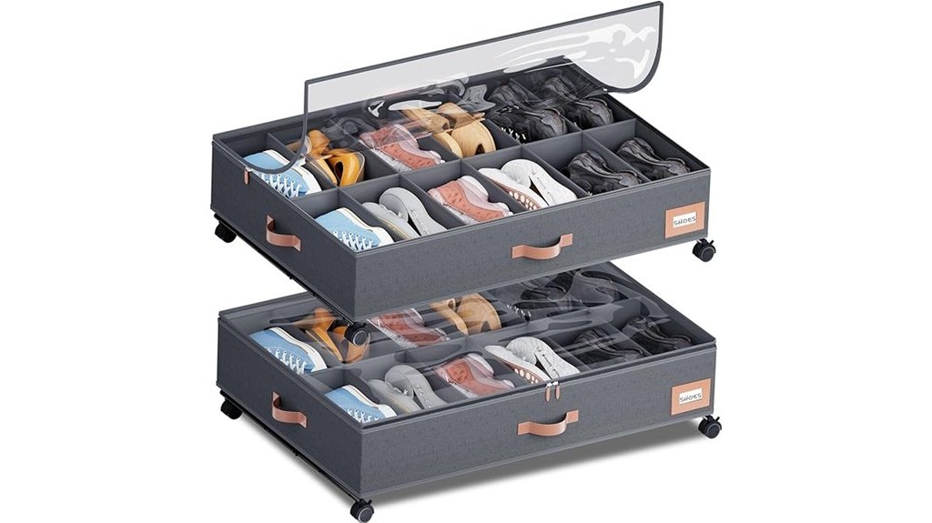 wheeled under bed shoe storage