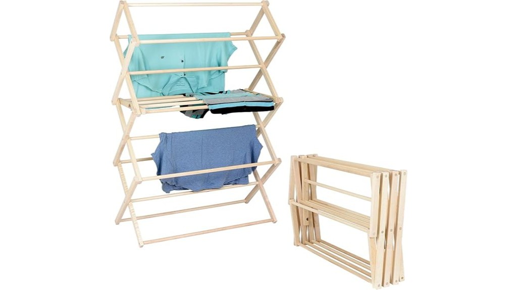 wooden clothes drying rack