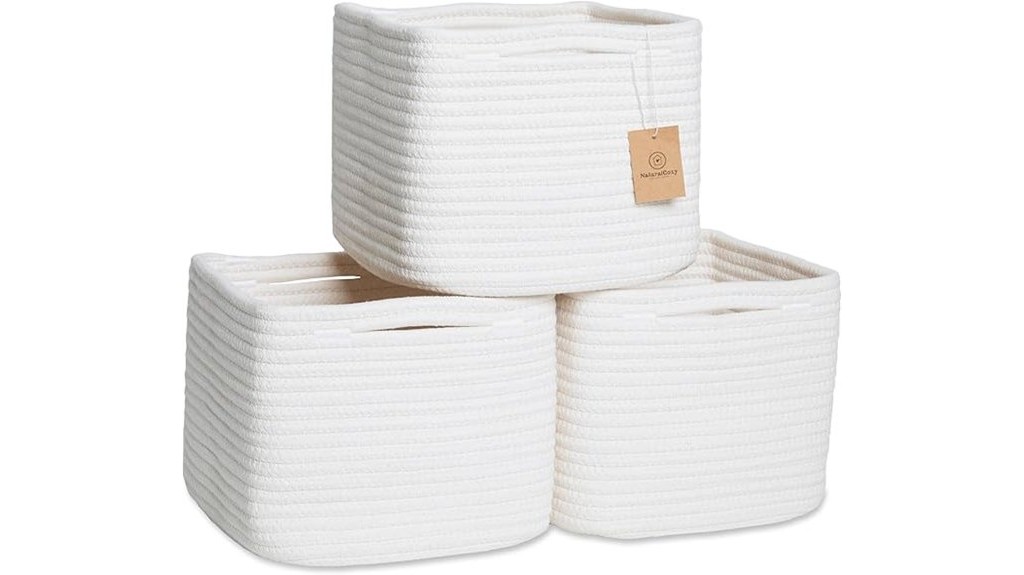 woven cotton rope storage cubes