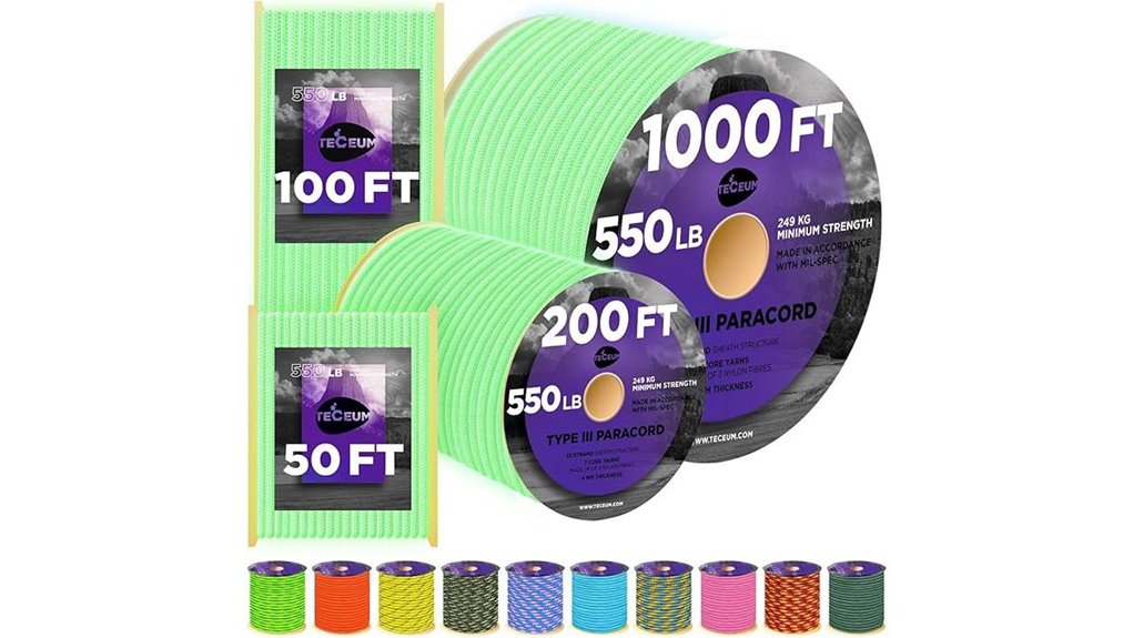 1000ft colorful reflective paracord