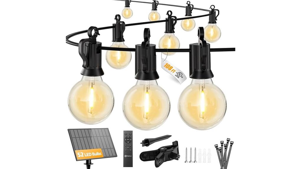 108ft solar 52led remote
