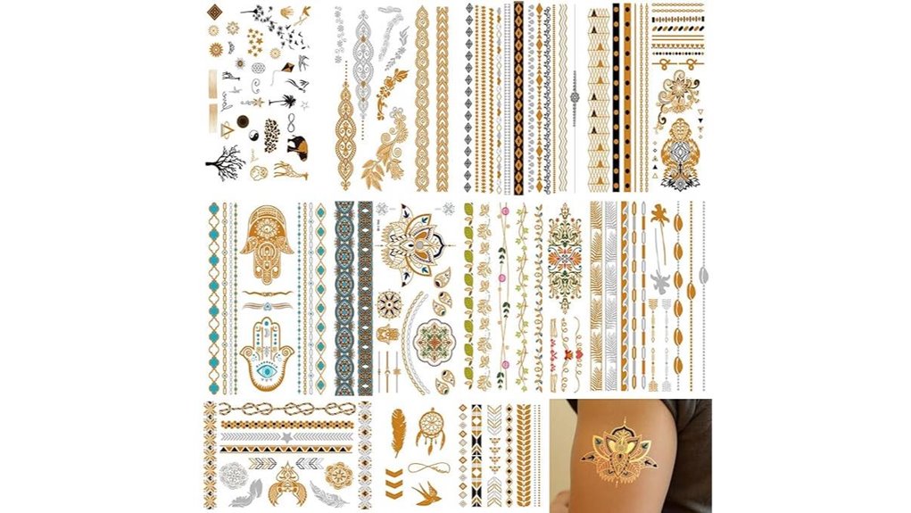 10 pack waterproof metallic tattoos