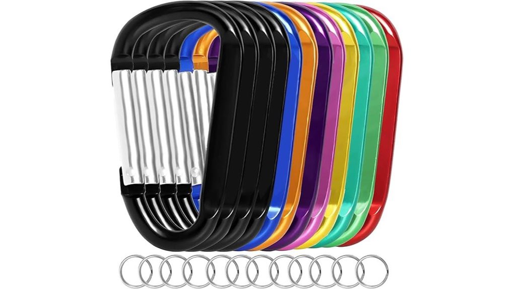 12 aluminum carabiner clips