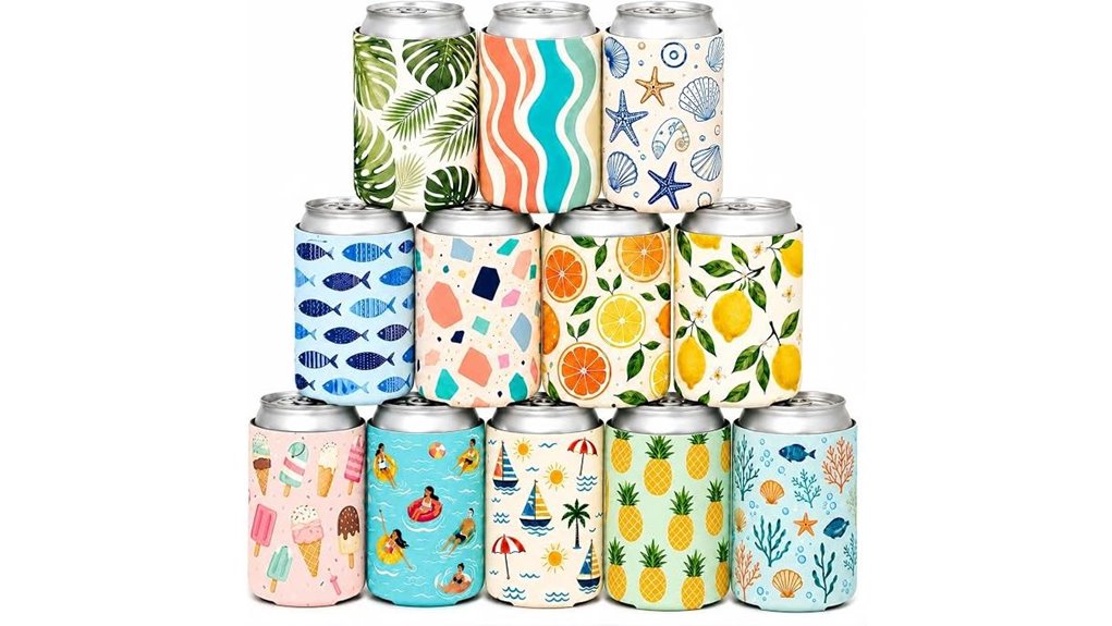 12 colorful neoprene sleeves