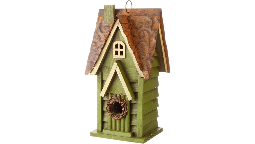 12 inch green distressed birdhouse