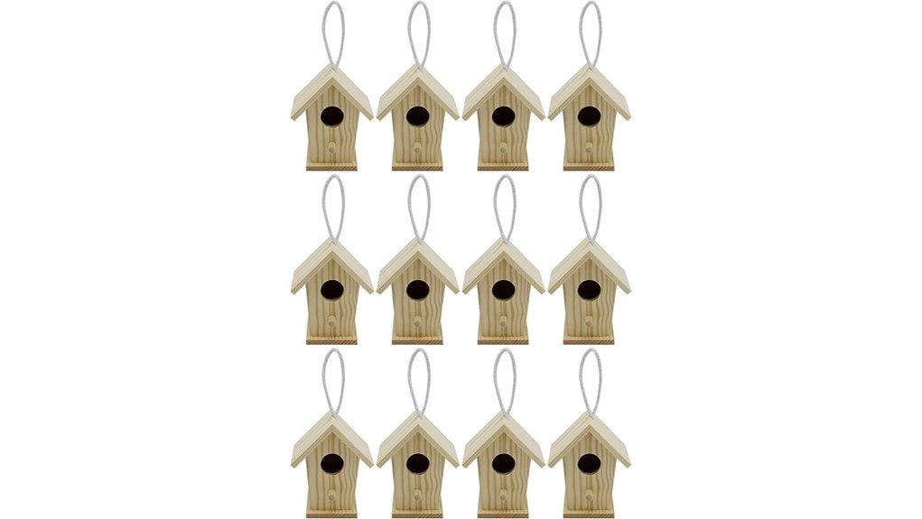 12 pack mini wooden birdhouses corded