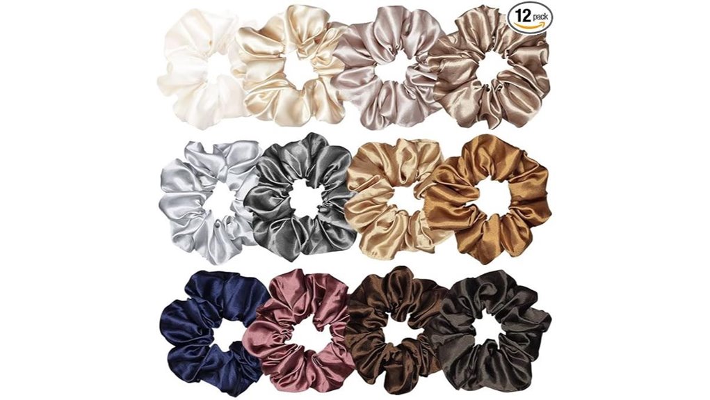 12 soft silk scrunchies