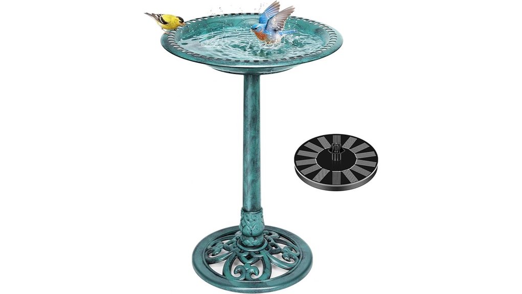 20 inch solar green birdbath