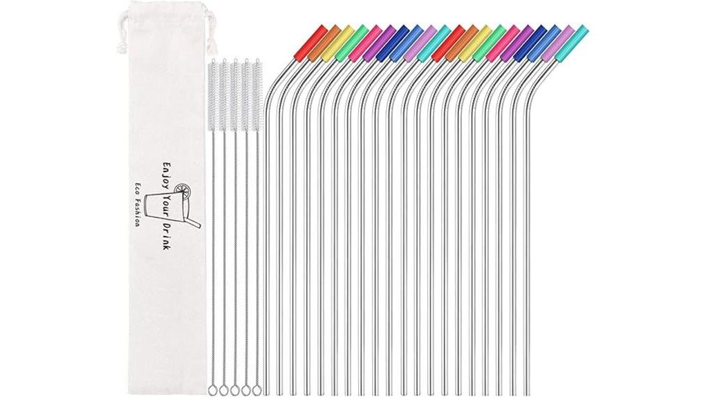 20 pack bent steel straws