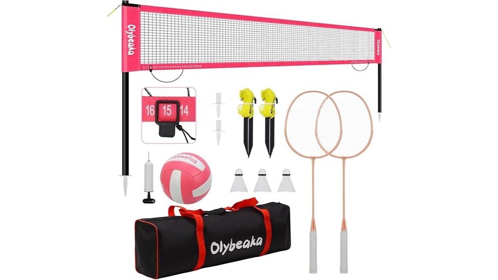 20ft portable volleyball badminton set