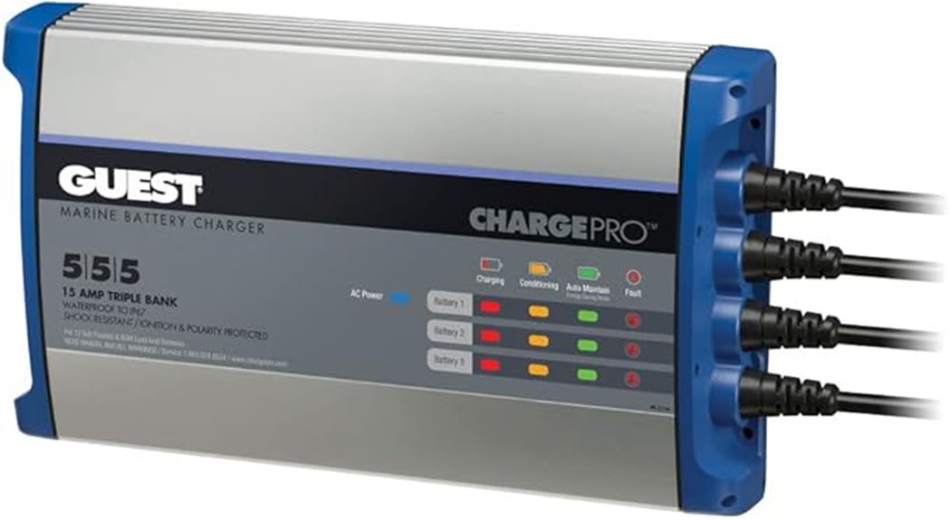 3 bank 12v 15a charger