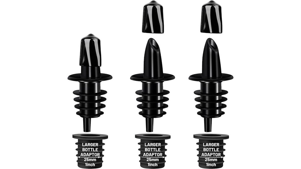 3 pack rubber capped liquor spouts
