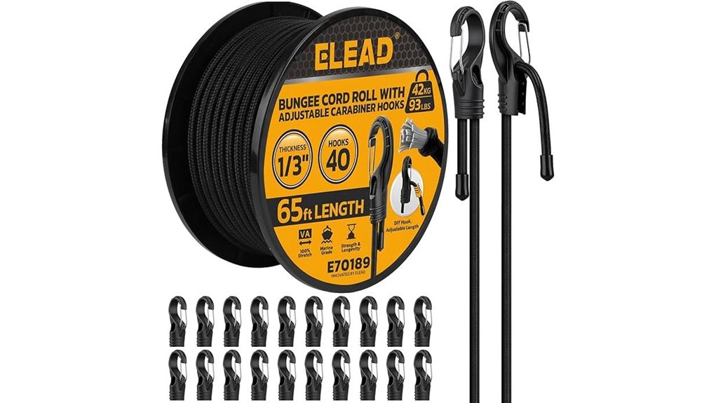 40 piece marine grade black bungee
