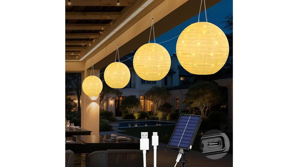 4 pack solar waterproof lanterns