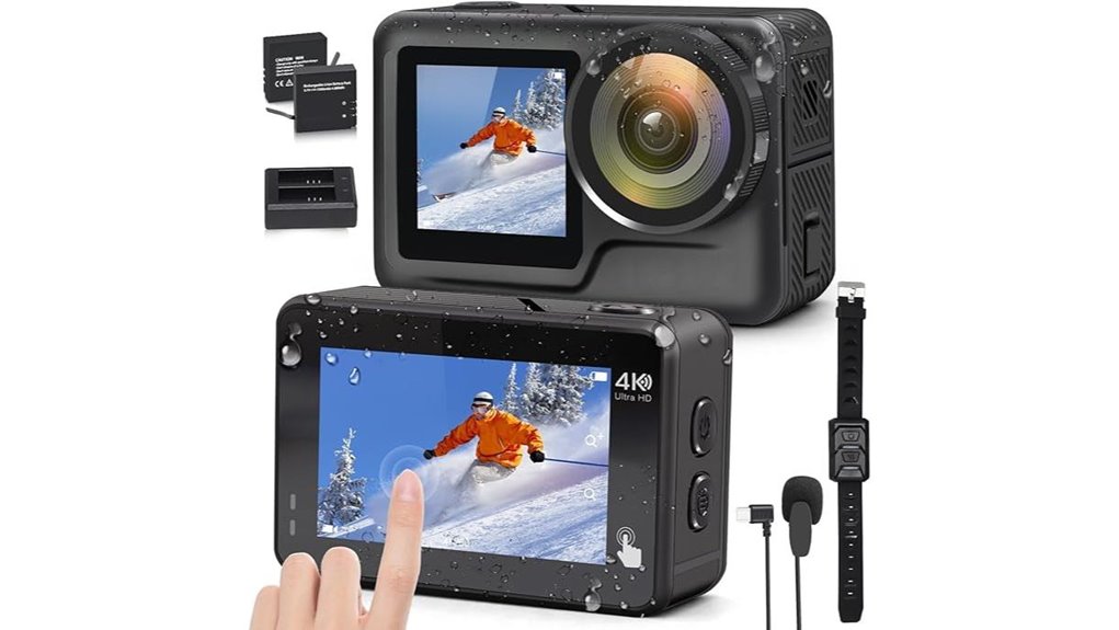 4k waterproof dual screen camera