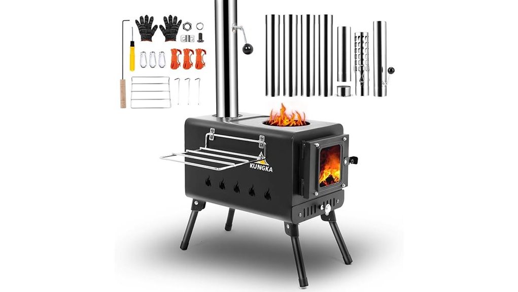 7 section black wood stove