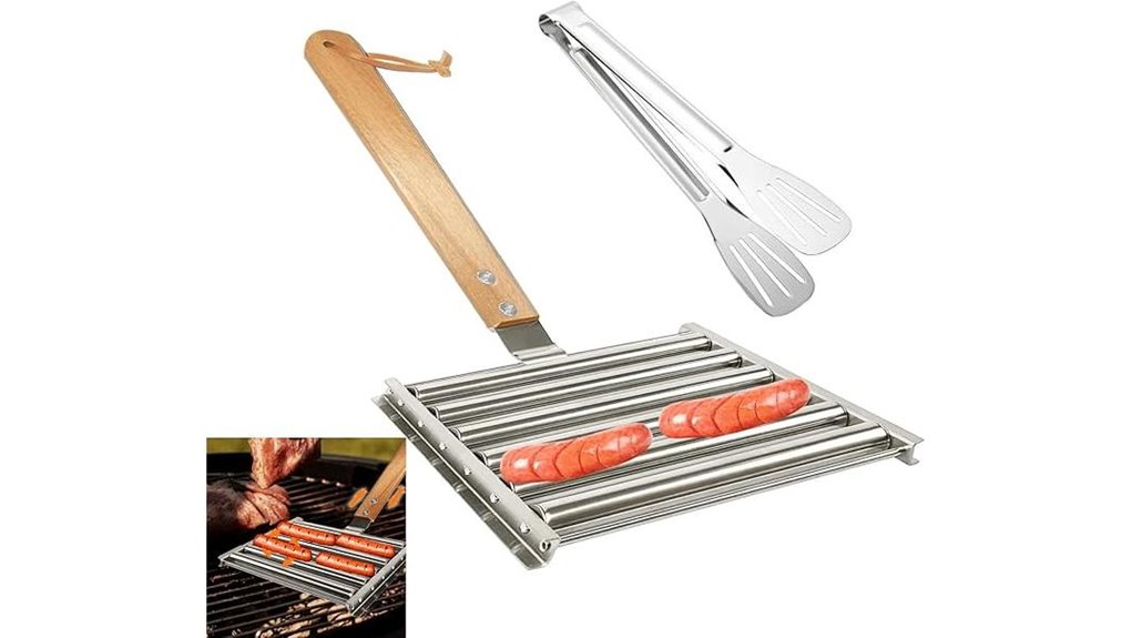 9 5 inch stainless hotdog roller tongs
