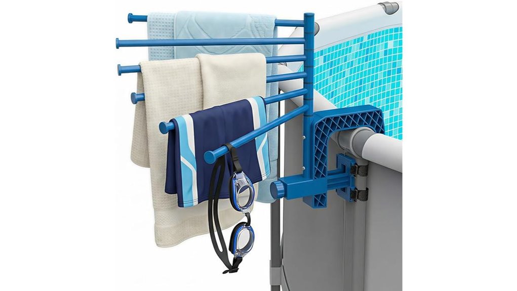 above ground pool towel rack