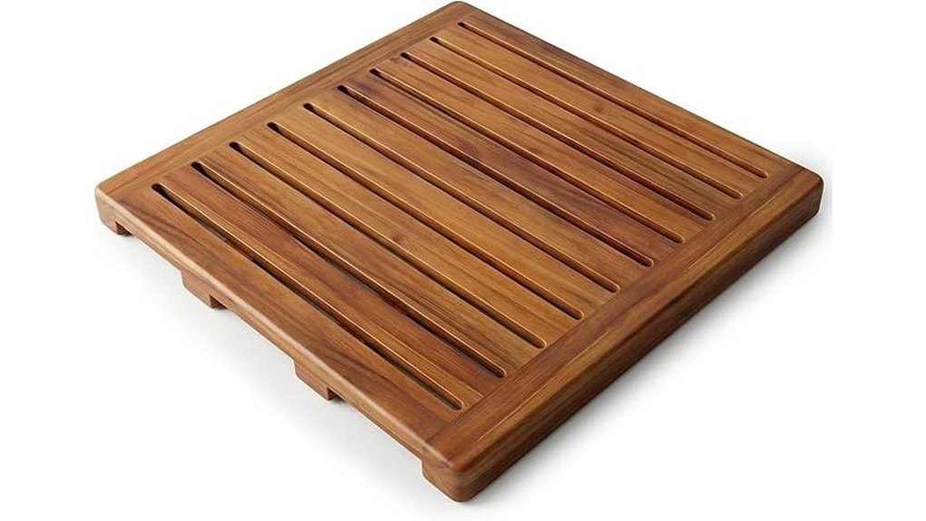 acacia shower mat 21x21