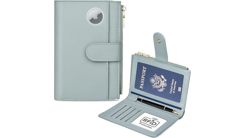 airtag walled leather passport wallet