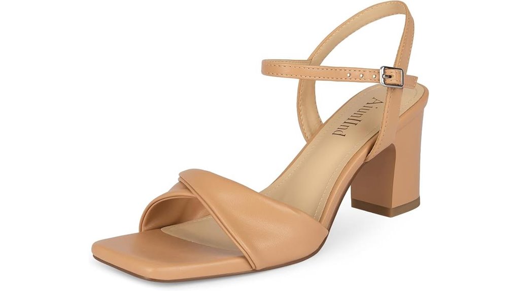 aiuniind open toe block heels
