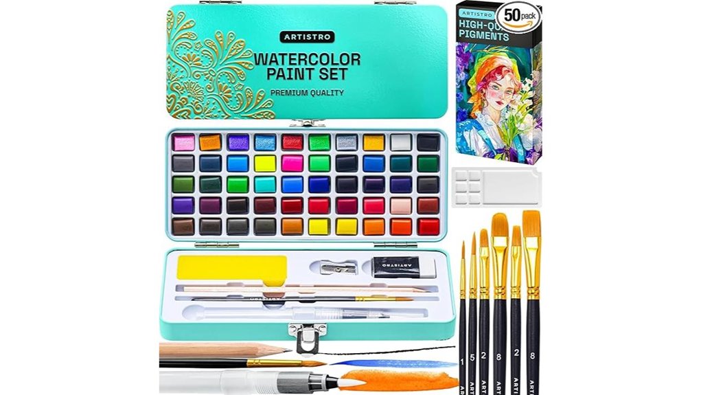 artistro 50 color watercolor kit